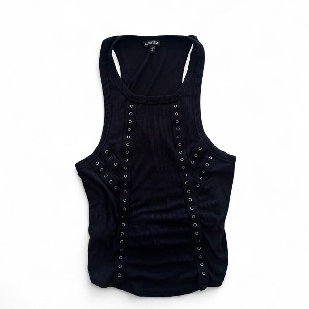 Express racerback cyber moto rivet tank top